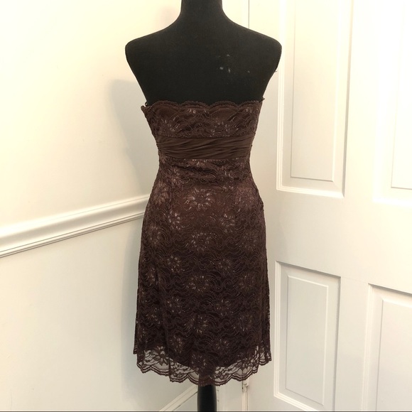 BCBGMaxAzria Brown Lace Cocktail Dress - Picture 5 of 8